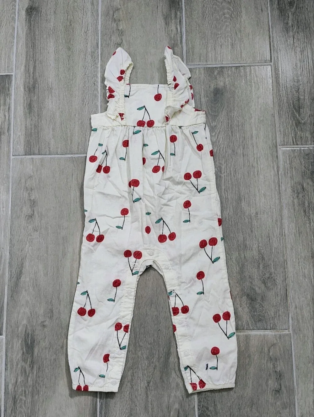 Carter's Cream Romper with Red Cherry Print